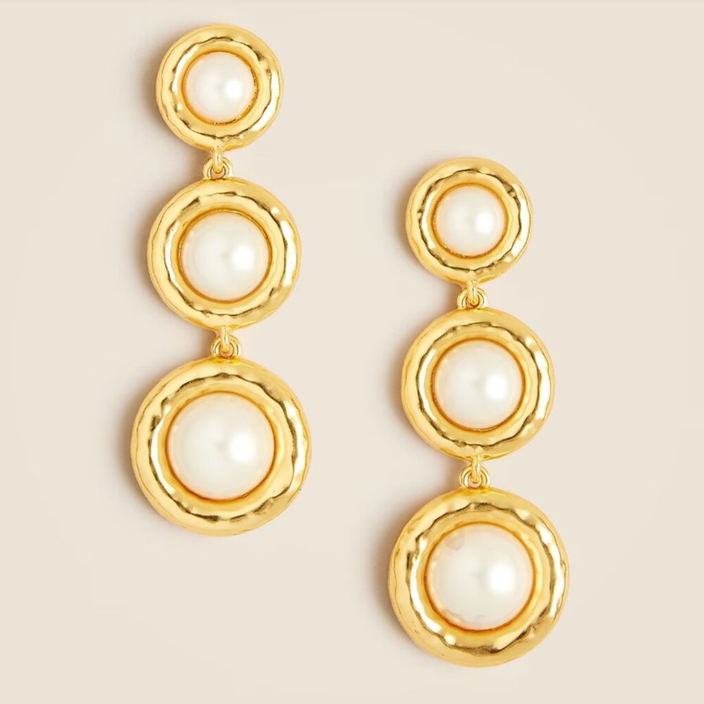 J Crew Inset Pearl Tiered Earrings NWT
